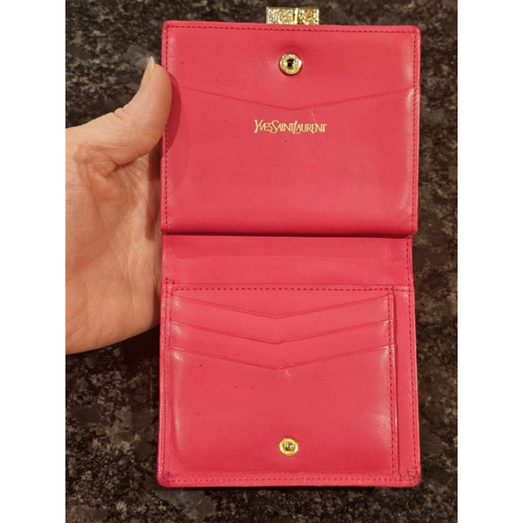 YSL Yves Saint Laurent Cassandra Lock Bi-Fold Wallet w/ Wristlet Strap Added - Picture 6 of 17